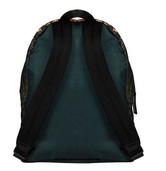 Elegant Green Tiger Print Backpack with Leather Accents