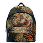 Elegant Green Tiger Print Backpack with Leather Accents