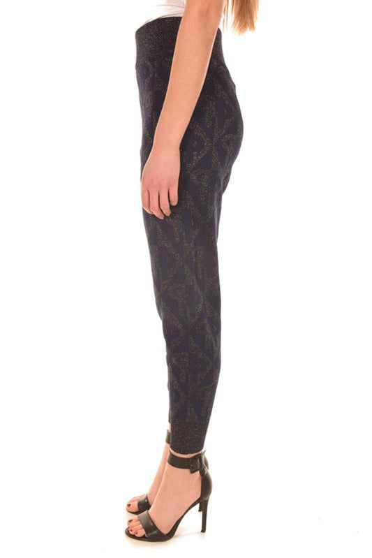 Metallic Jacquard Blue Chic Trousers