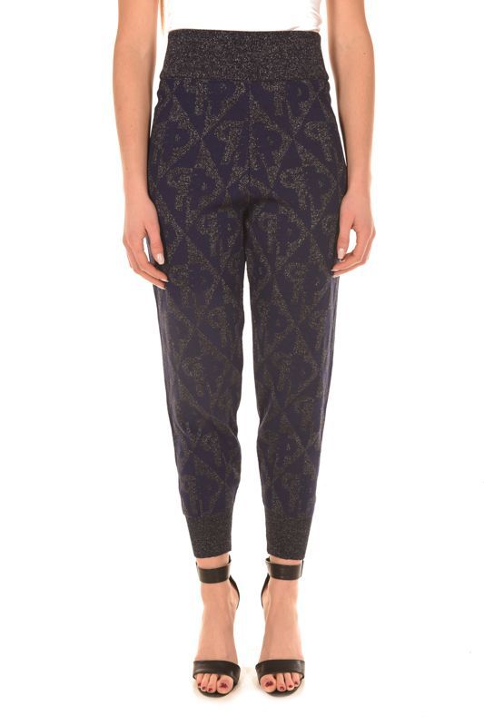 Metallic Jacquard Blue Chic Trousers