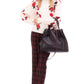 Elegant Check Motif Flared Trousers