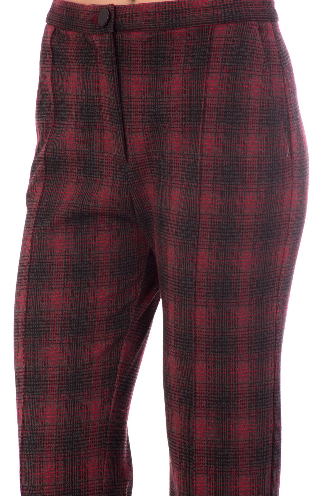 Elegant Check Motif Flared Trousers