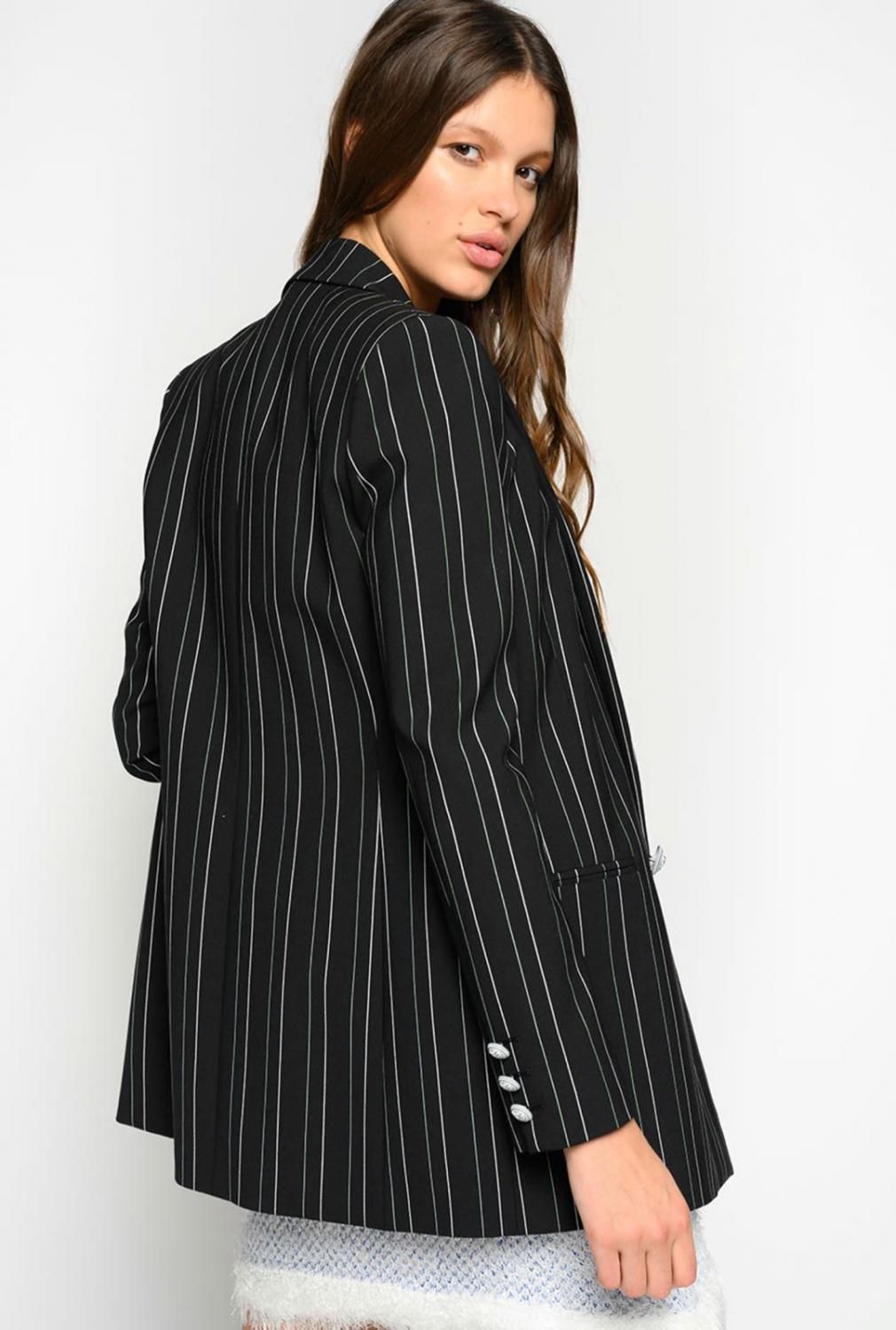 Black Stripe Double-Breasted Blazer