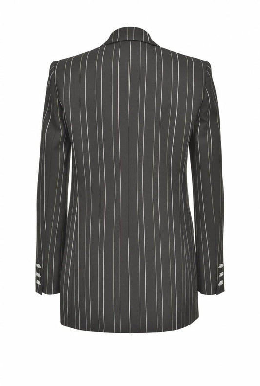 Black Stripe Double-Breasted Blazer