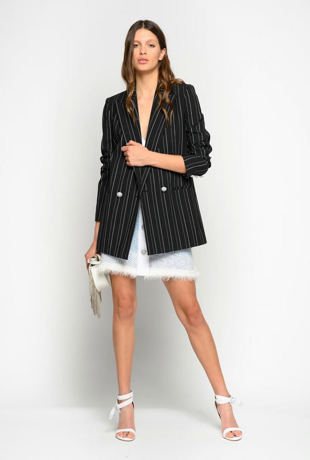 Black Stripe Double-Breasted Blazer