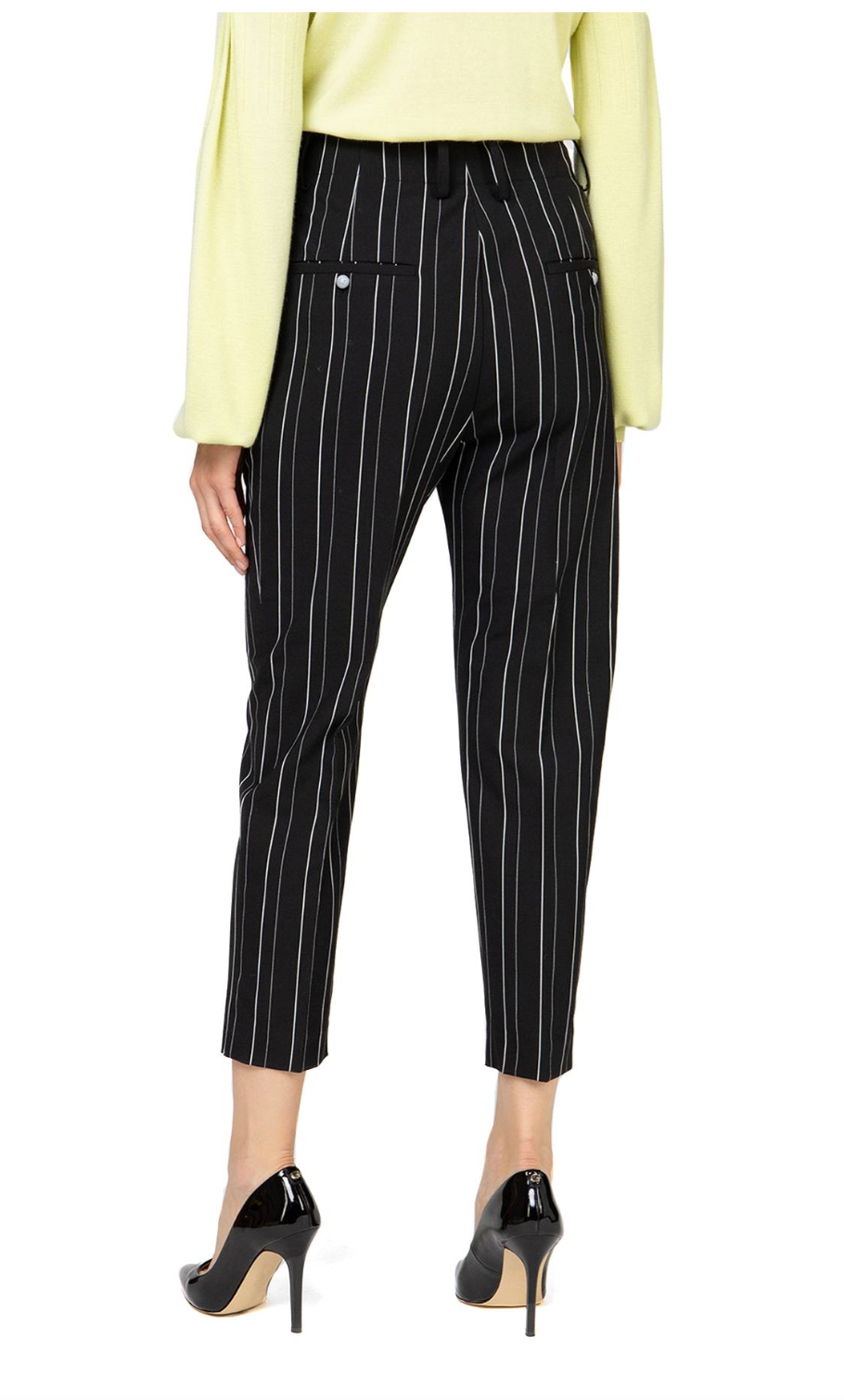 Elegant Stripe-Trimmed Black Pants