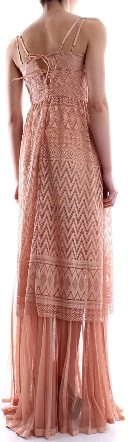 Elegant Pink Lace Evening Dress with Pleats