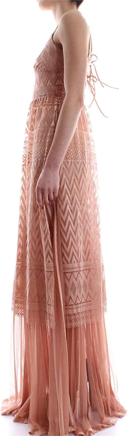 Elegant Pink Lace Evening Dress with Pleats