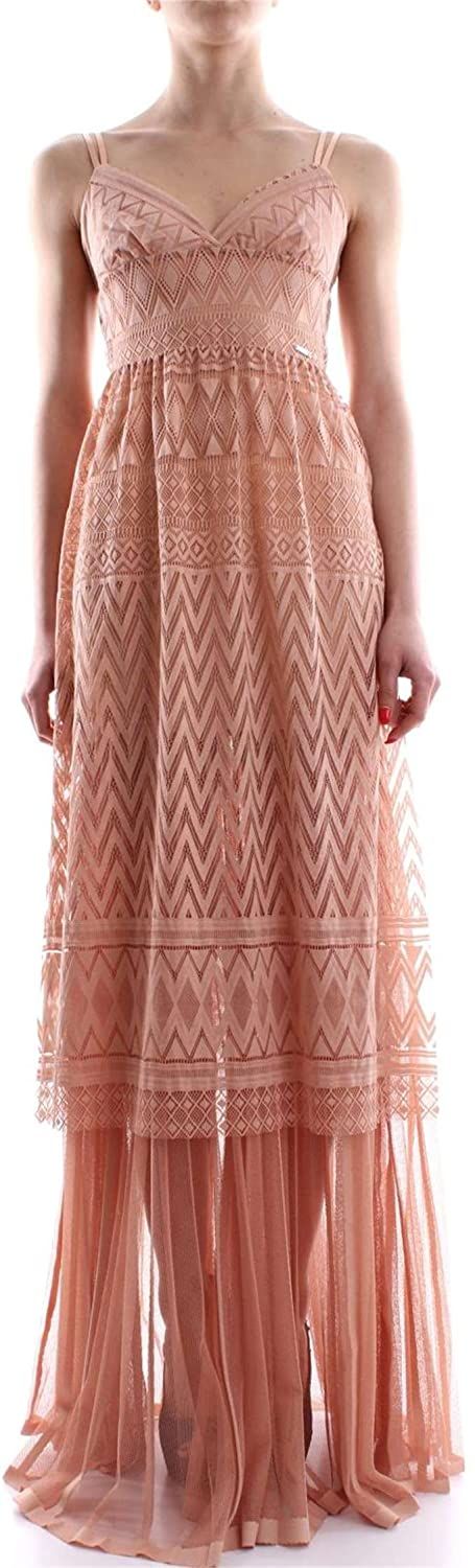 Elegant Pink Lace Evening Dress with Pleats