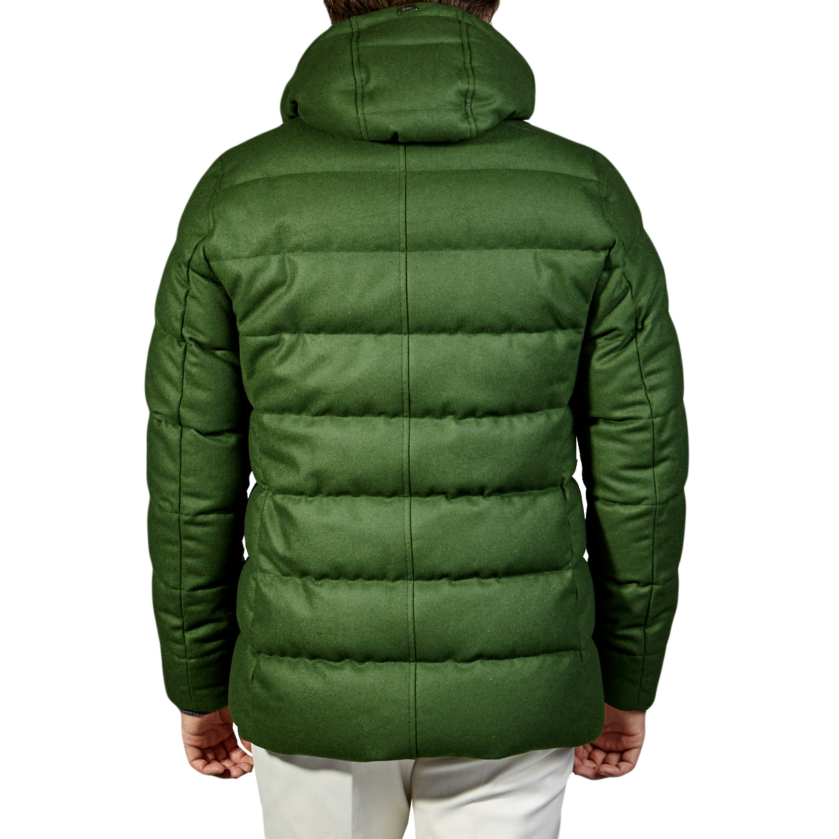 Elegant Green Water-Repellent Down Jacket with Hood