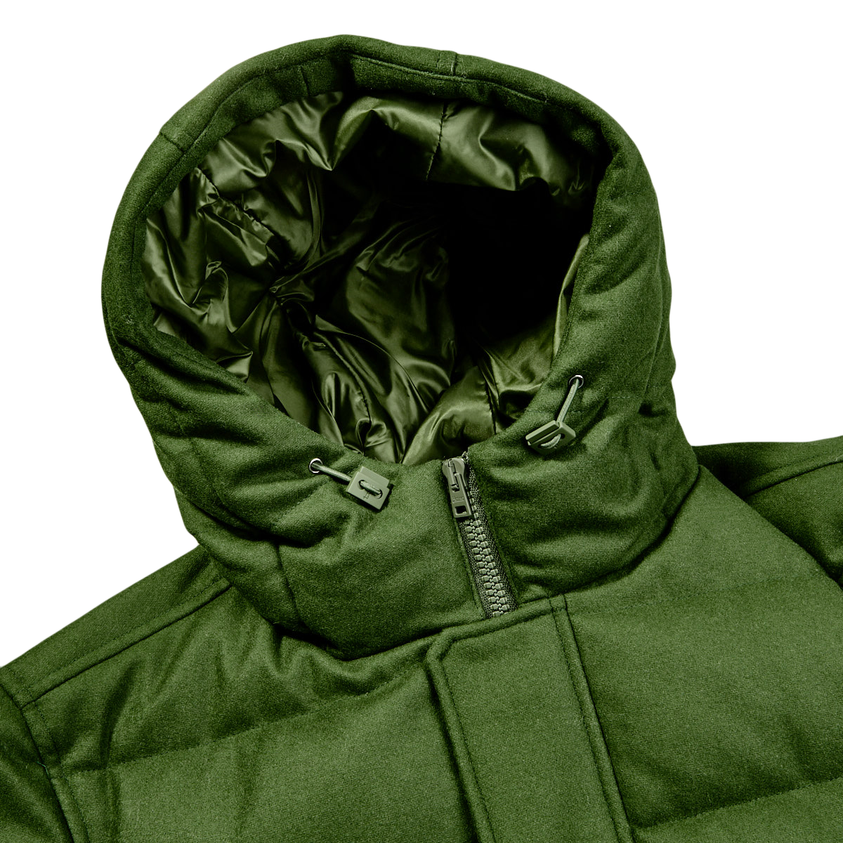 Elegant Green Water-Repellent Down Jacket with Hood