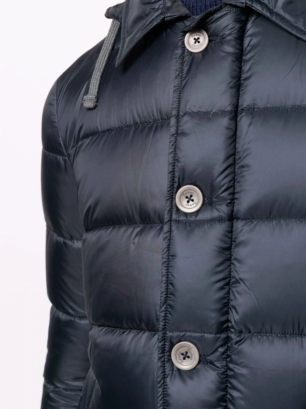 Elegant Navy Quilted Down Coat