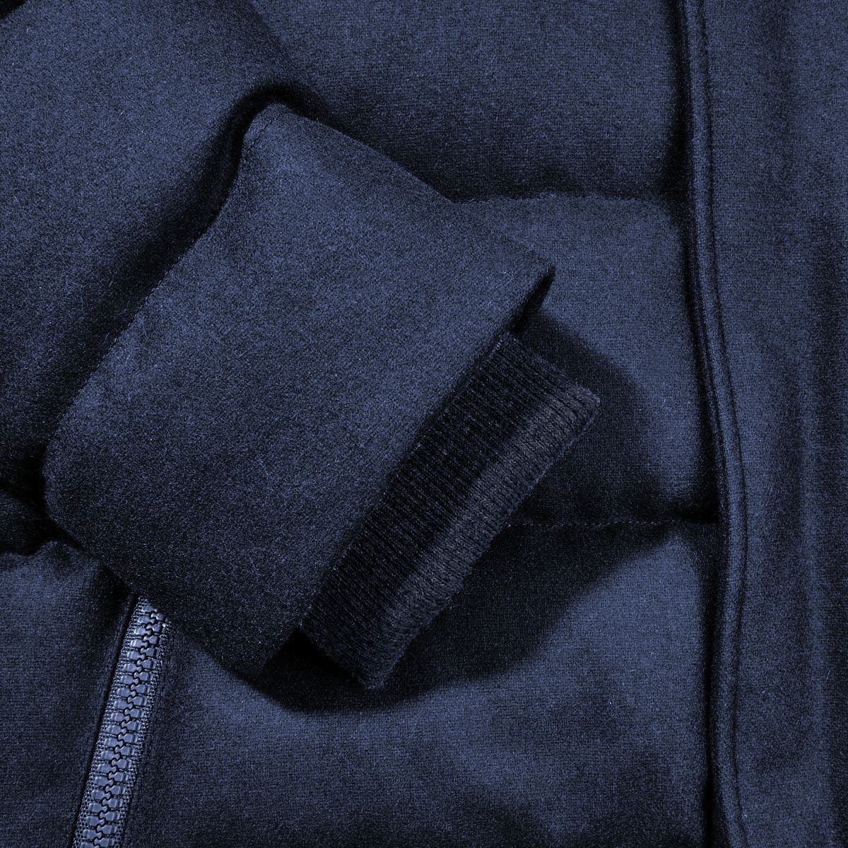 Elegant Blue Wool Blend Down Jacket with Hood