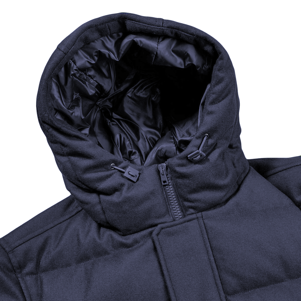 Sleek Wool-Blend Down Jacket with Hood