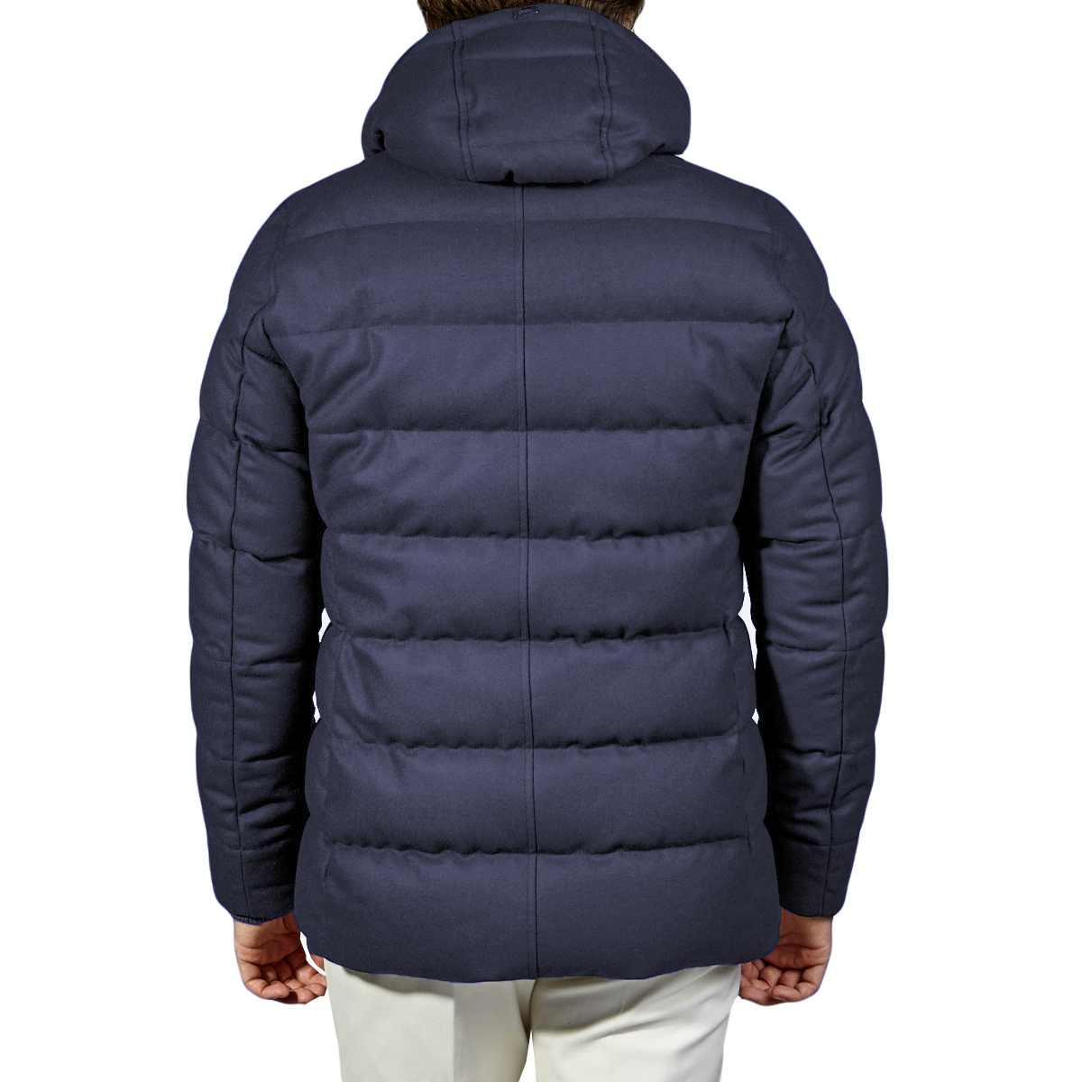 Sleek Wool-Blend Down Jacket with Hood