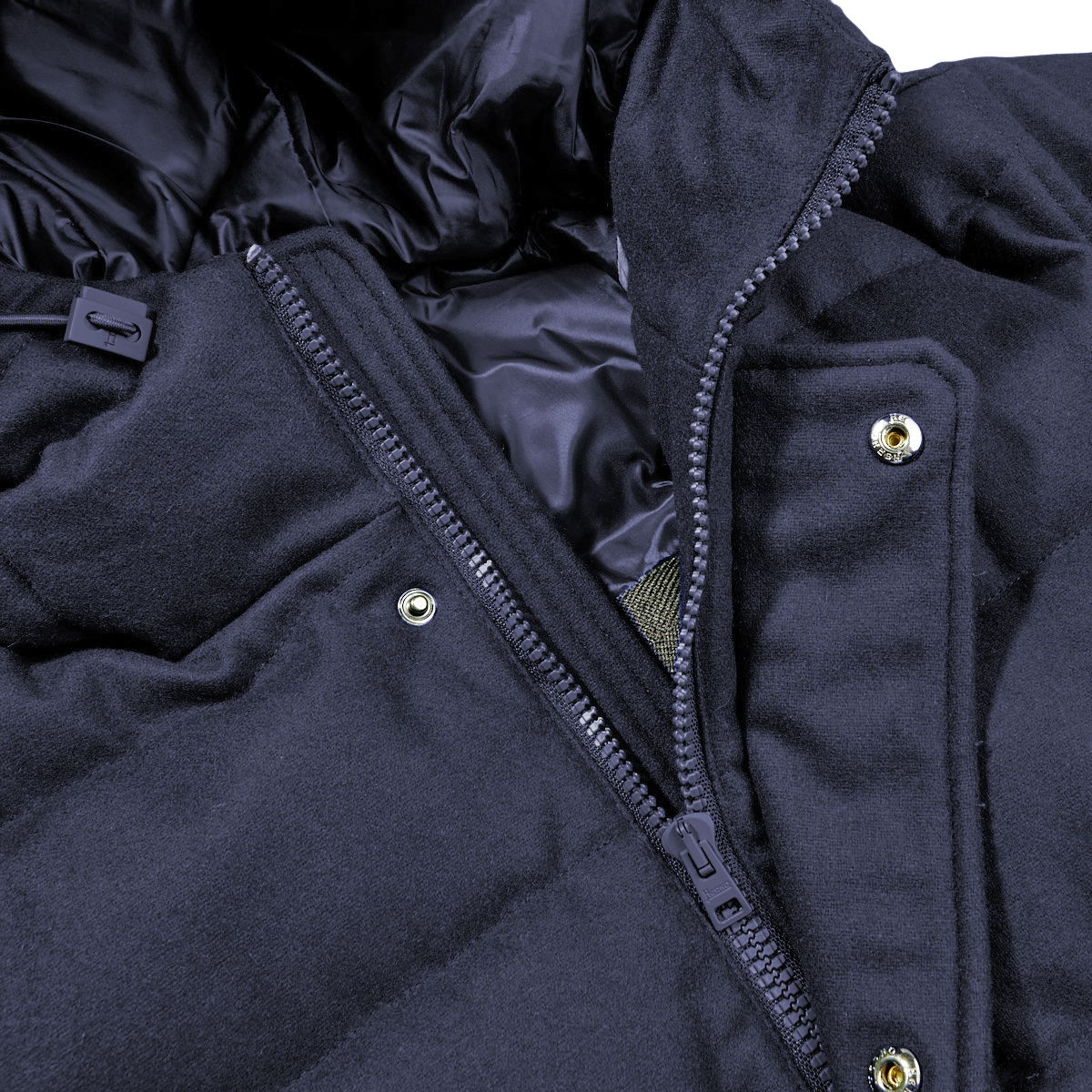 Sleek Wool-Blend Down Jacket with Hood