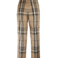 Elegant Beige Tartan Wool Pants