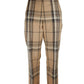 Elegant Beige Tartan Wool Pants