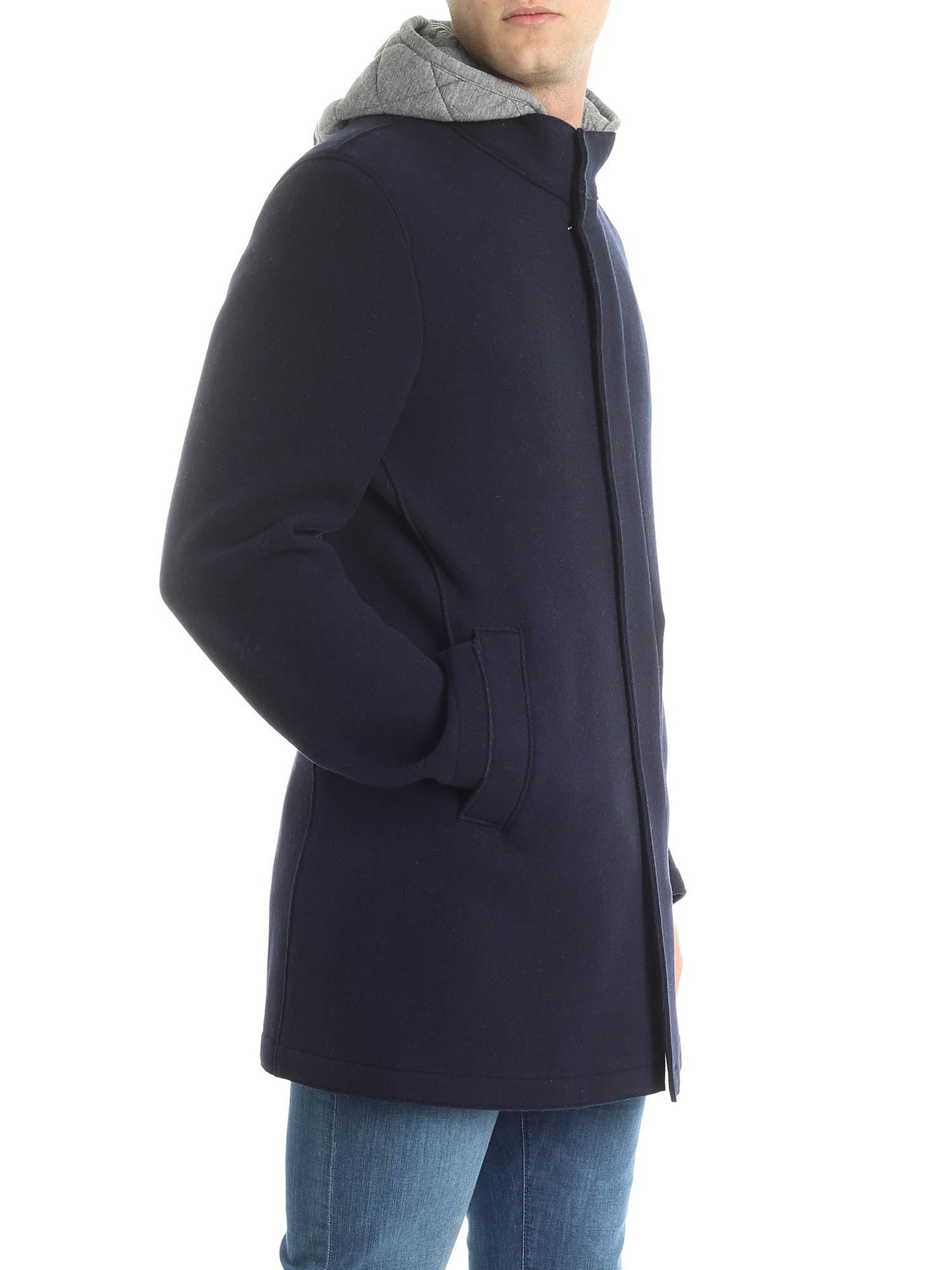 Chic Blue Resort Coat with Detachable Hood