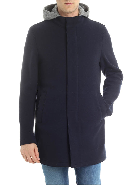 Chic Blue Resort Coat with Detachable Hood