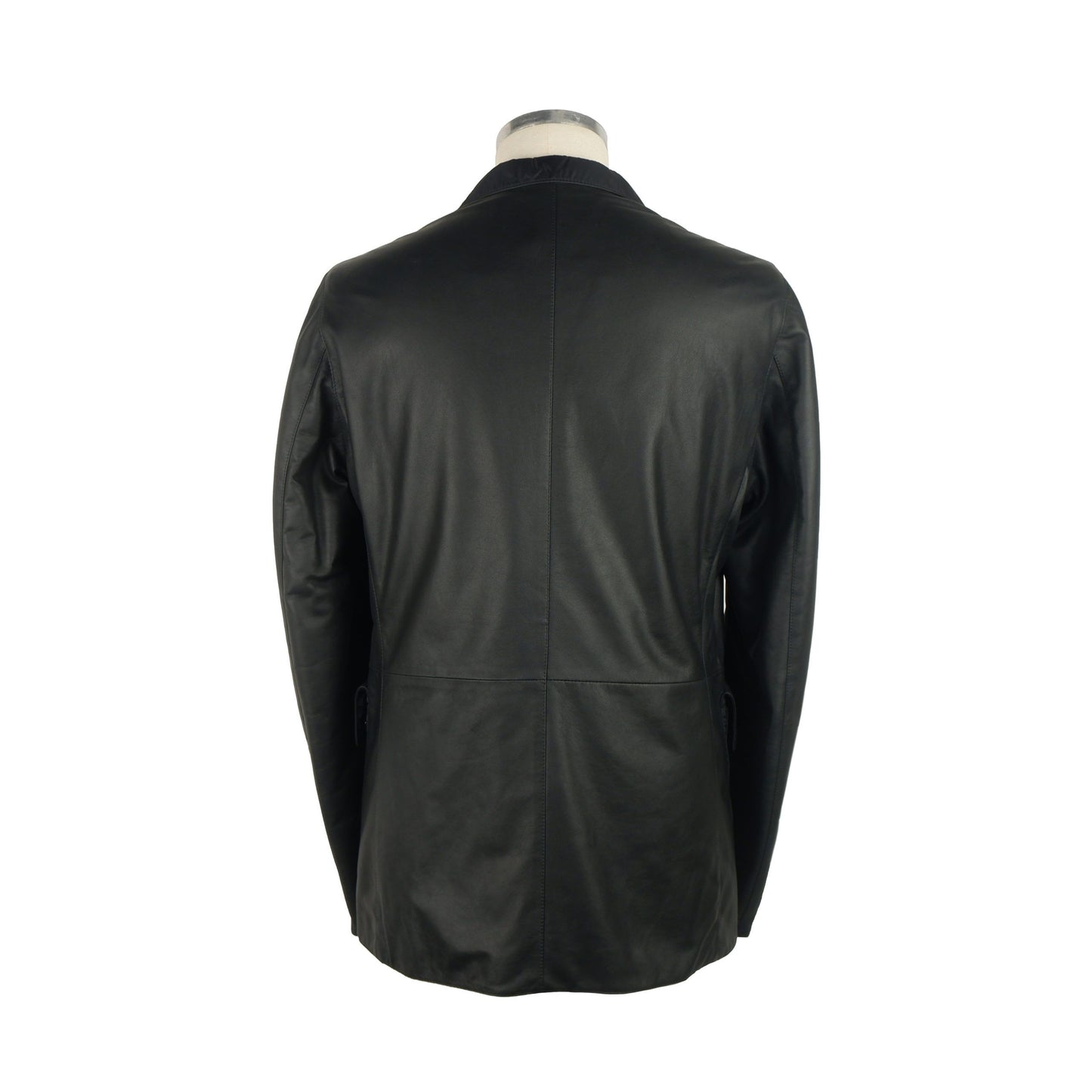 Elegant Men's Leather Jacket with Classic Collar