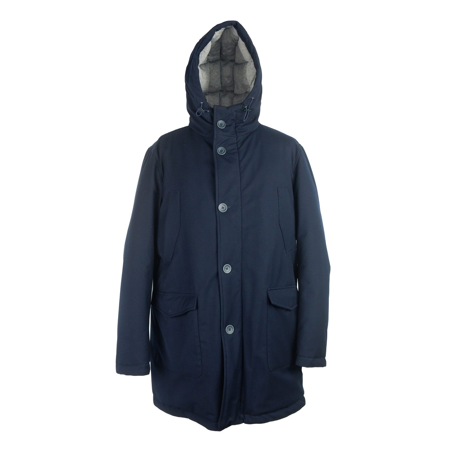 Elegant Hooded Men's Down Jacket in Blue