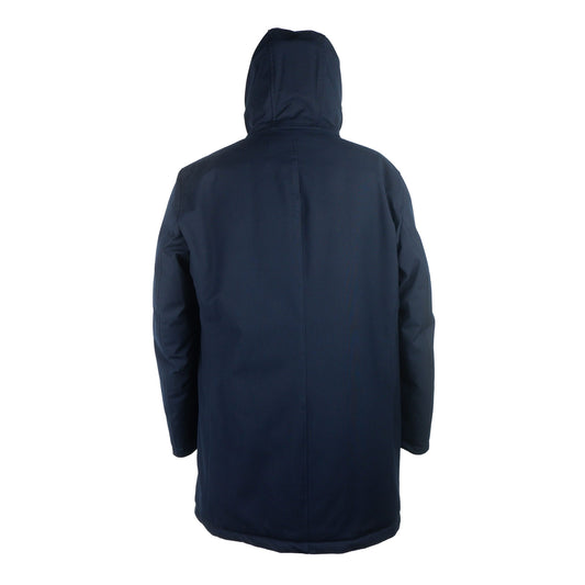 Elegant Hooded Men's Down Jacket in Blue