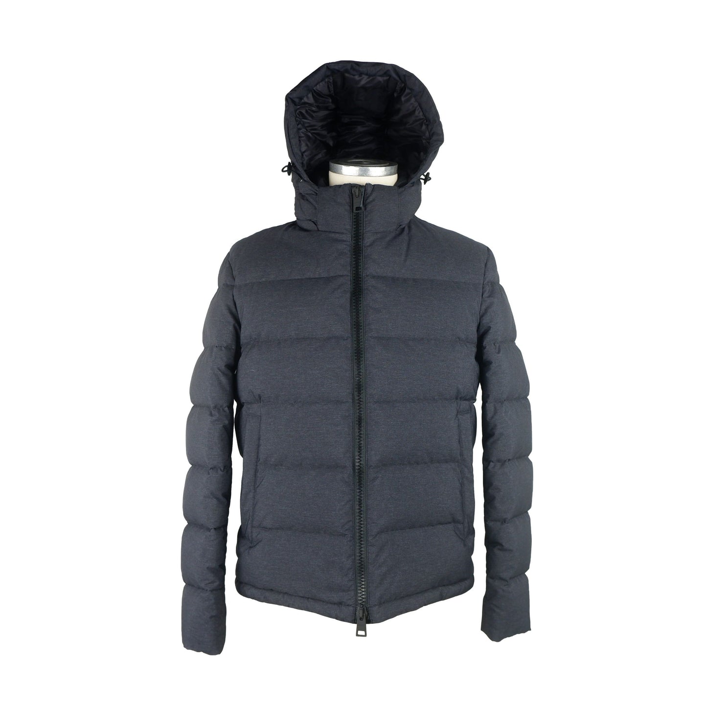 Elegant Men's Down Jacket with Hood and Zip Closure