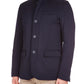 Elegant Blue Wool Coat with High Collar