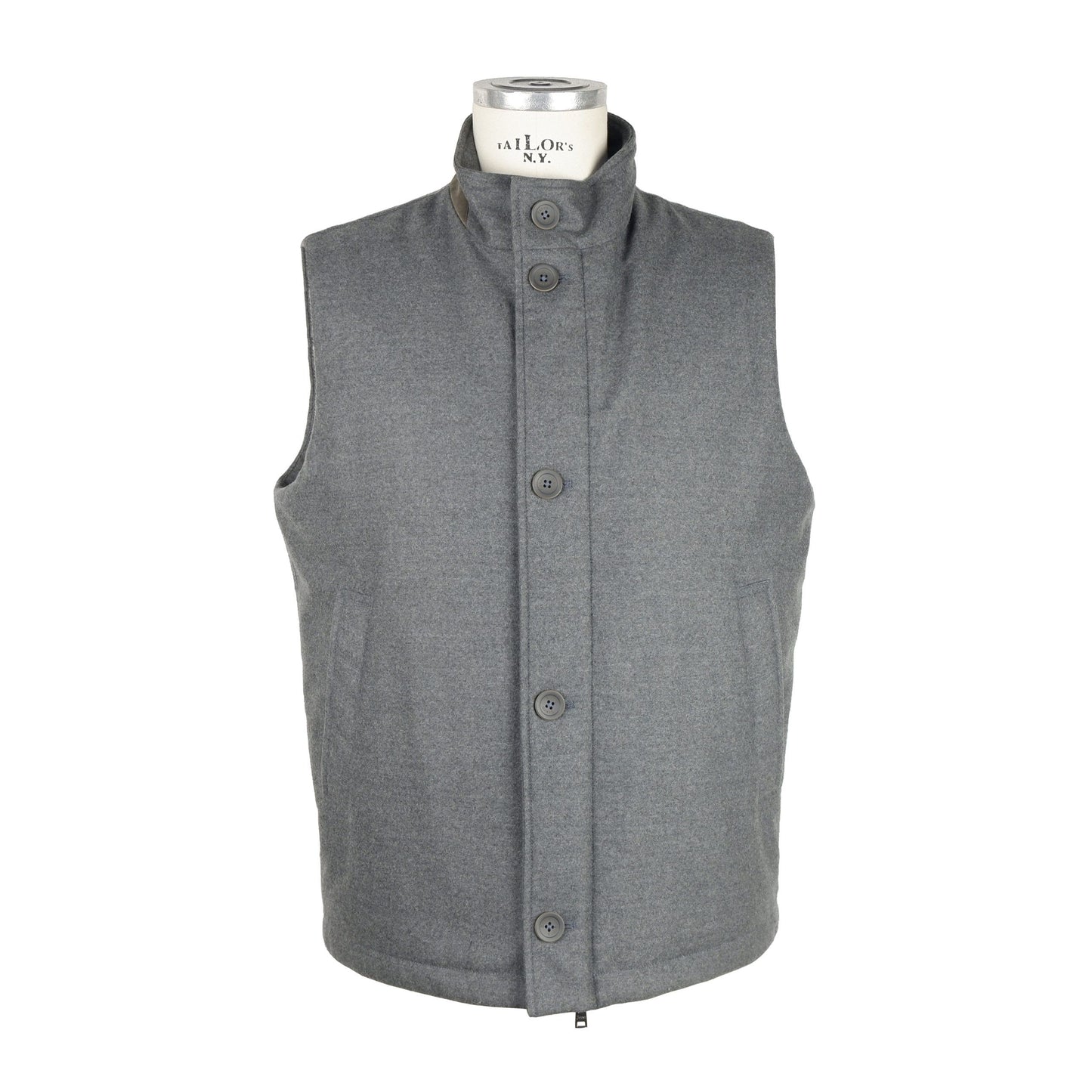 Sleek Sleeveless Wool Vest in Gray