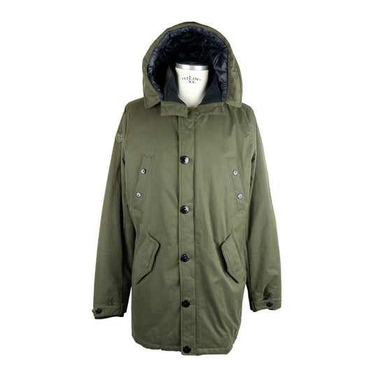 Elegant Urban Cotton Blend Green Parka