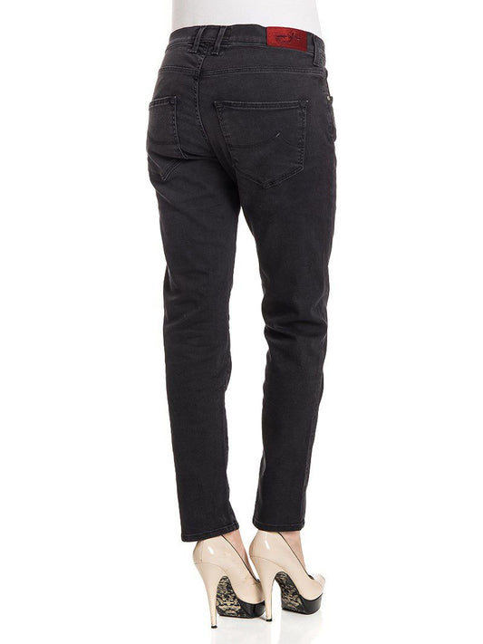 Black Cotton Karen Jeans with Pony Skin Patch