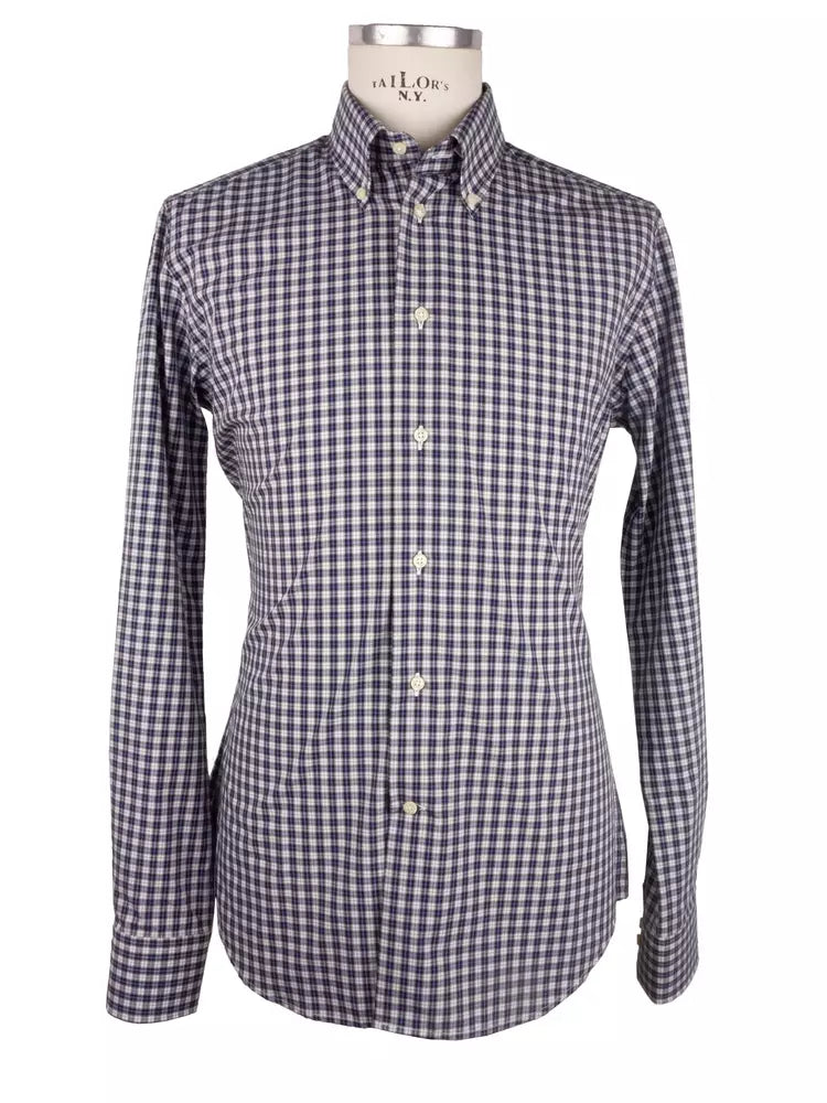 Elegant Milano Square-Patterned Cotton Shirt