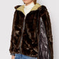 Chic Brown Zip-Up Faux Fur Jacket