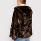 Chic Brown Zip-Up Faux Fur Jacket