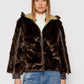 Chic Brown Zip-Up Faux Fur Jacket