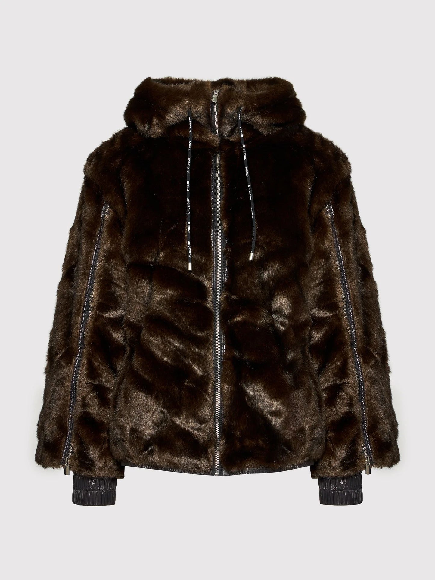 Chic Brown Zip-Up Faux Fur Jacket