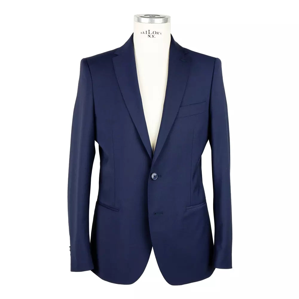 Elegant Blue Wool Blend Men's Suit