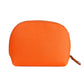 Chic Orange Leather Cosmetic Bag with Logo