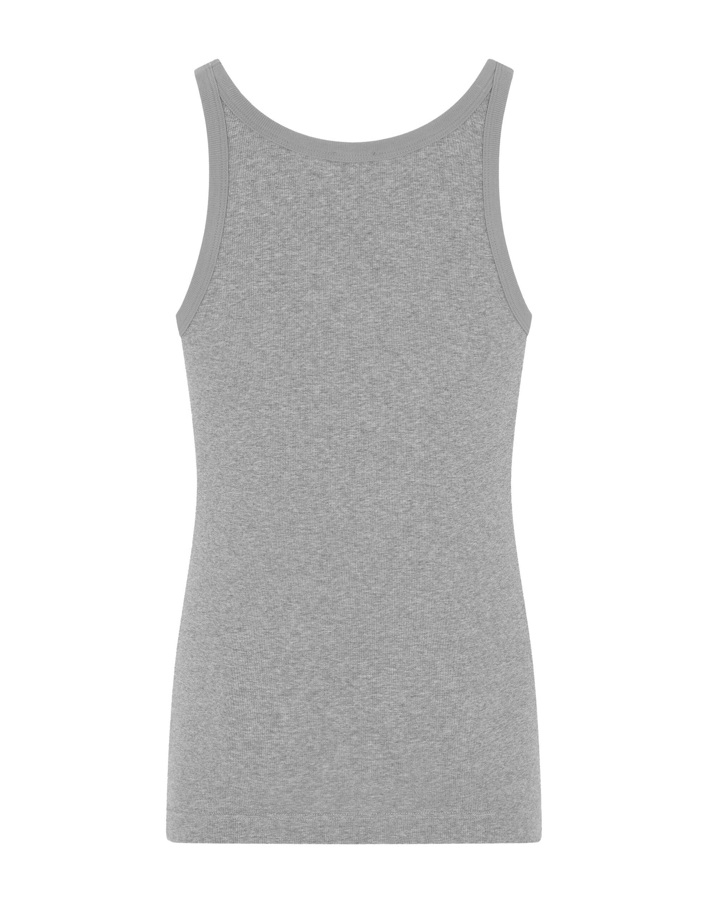 Sleek Grey Ribbed Sleeveless Cotton Tank Top