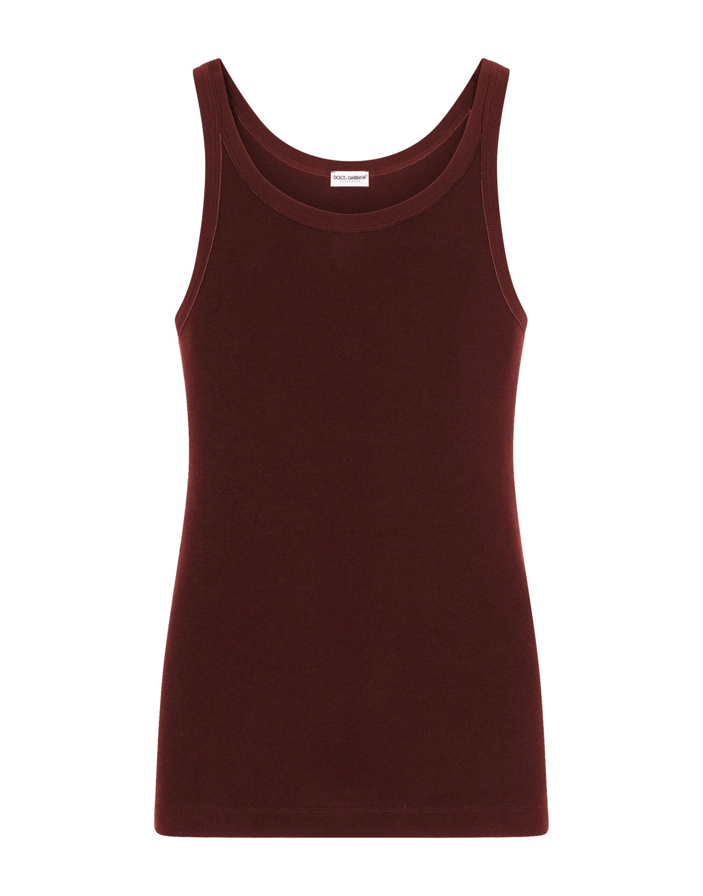 Elegant Bordeaux Ribbed Cotton Tank Top