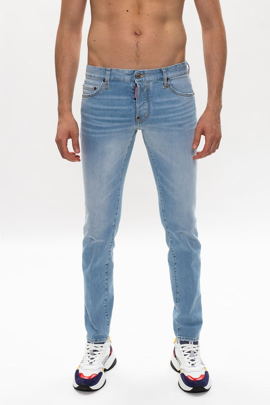 Sleek Light Blue Slim Cotton Stretch Jeans