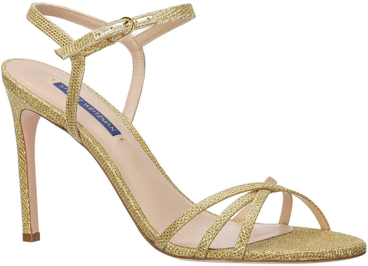 Glimmering Gold Glitter Ankle Strap Heels