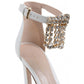 Crystal Buckle Fringe Nudist Sandals in White