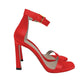 Chic Red Square Nudist Satin Sandals