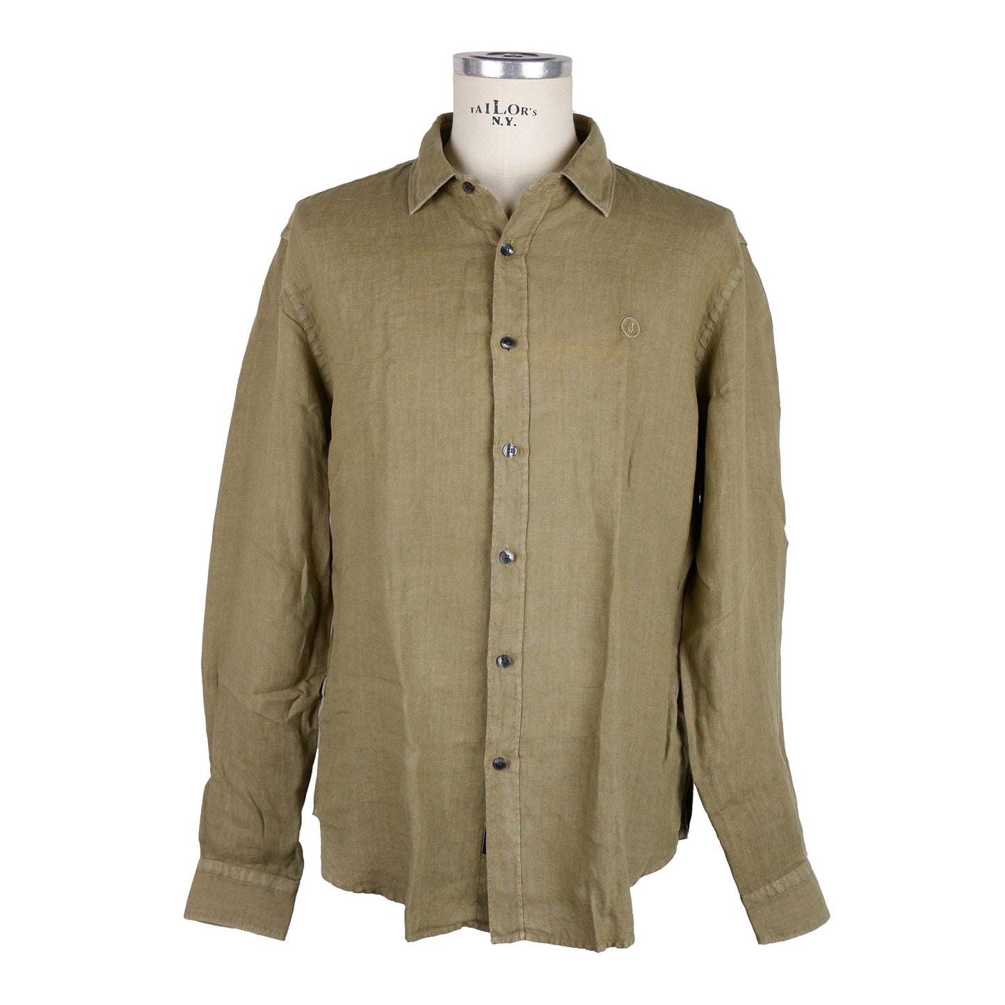 Elegant Green Linen Long-Sleeved Men's Shirt