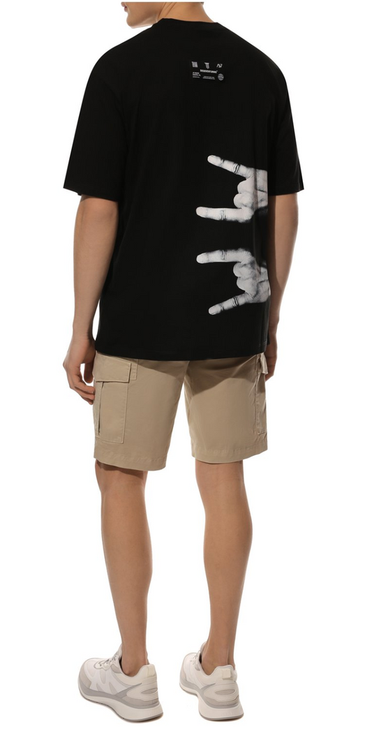 Elegant Black Designer Tee with Dual-Sided Motif