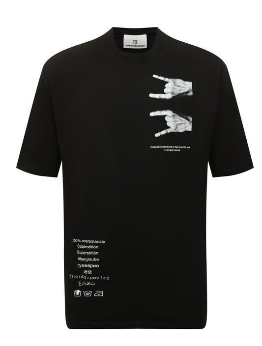 Elegant Black Designer Tee with Dual-Sided Motif