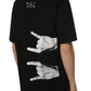 Elegant Black Designer Tee with Dual-Sided Motif