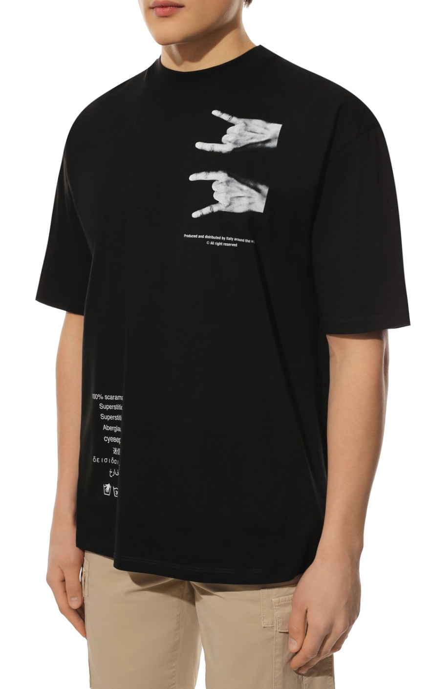 Elegant Black Designer Tee with Dual-Sided Motif